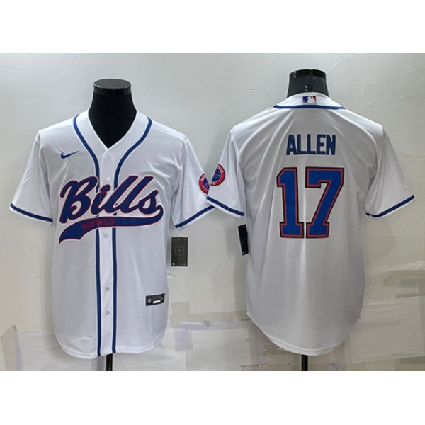 Buffalo Bills #17 Josh Allen White Cool Base Stitched Baseball Jersey