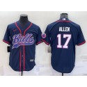 Buffalo Bills #17 Josh Allen Navy With Patch Cool Base Stitched Baseball Jersey