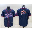 Buffalo Bills Navy Team Big Logo With Patch Cool Base Stitched Baseball Jersey