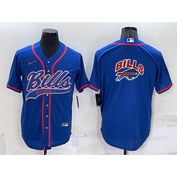 Buffalo Bills Royal Team Big Logo With Patch Cool Base Stitched Baseball Jersey