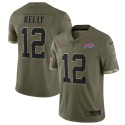 Buffalo Bills #12 Jim Kelly 2022 Olive Salute To Service Limited Stitched Jersey