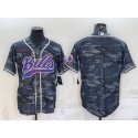 Buffalo Bills Blank Gray Camo With Patch Cool Base Stitched Baseball Jersey