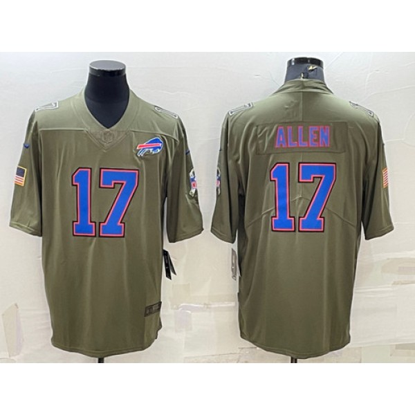 Buffalo Bills #17 Josh Allen Olive Salute To Service Limited Stitched Jersey