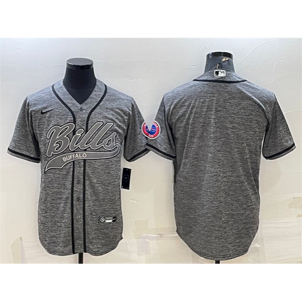 Buffalo Bills Blank Gray With Patch Cool Base Stitched Baseball Jersey