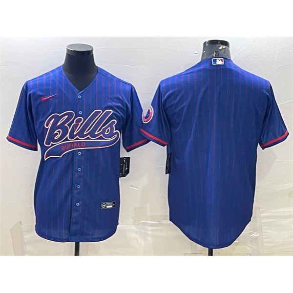 Buffalo Bills Team Big Logo With Patch Cool Base Stitched Baseball Jersey