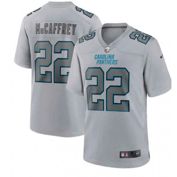 Carolina Panthers #22 Christian McCaffrey Gray Atmosphere Fashion Stitched Game Jersey