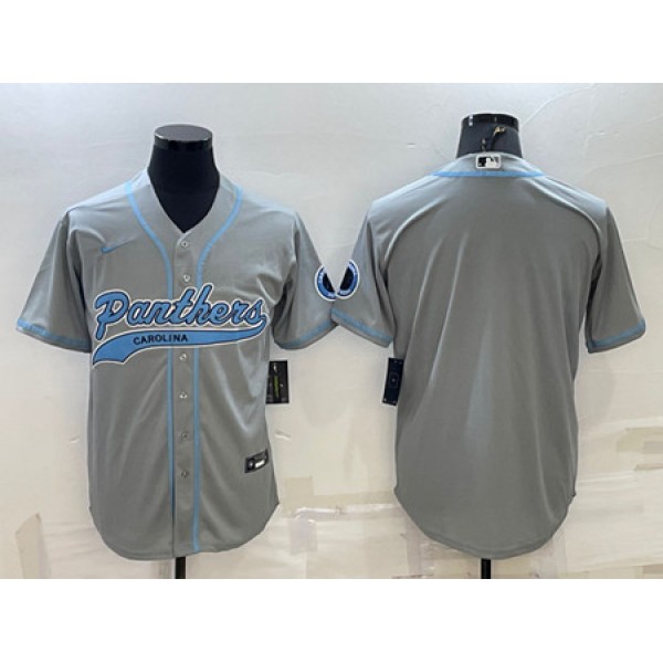 Carolina Panthers Blank Gray With Patch Cool Base Stitched Baseball Jersey