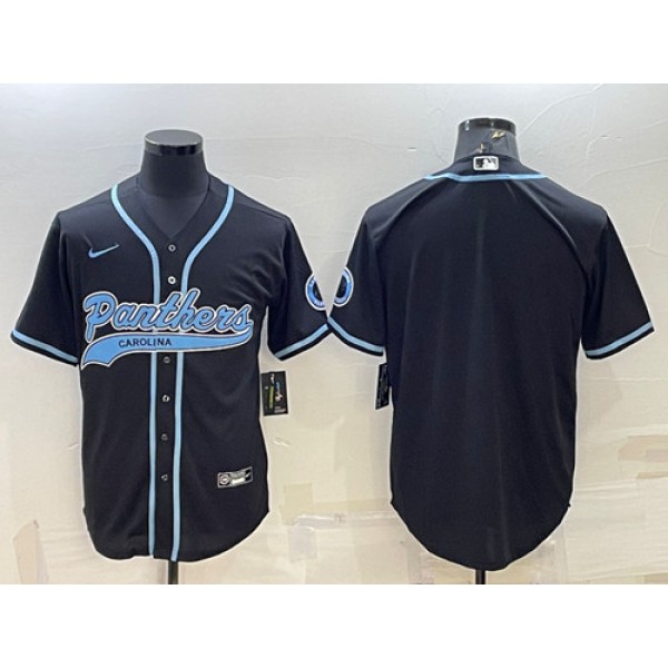 Carolina Panthers Blank Black With Patch Cool Base Stitched Baseball Jersey