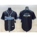 Carolina Panthers Black Team Big Logo With Patch Cool Base Stitched Baseball Jersey