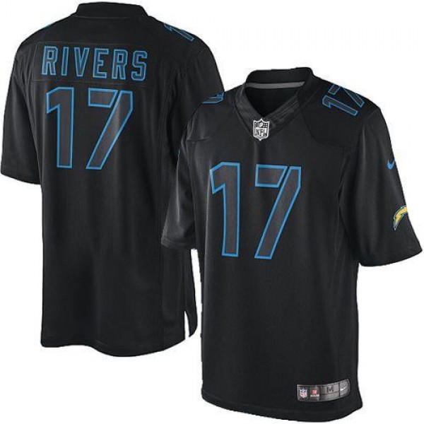 Chargers #17 Philip Rivers Black Stitched Impact Limited Nike Jersey