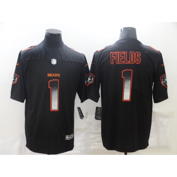 Chicago Bears #1 Justin Fields Black Smoke Fashion Limited Stitched Jersey
