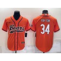 Chicago Bears #34 Walter Payton Orange Cool Base Stitched Baseball Jersey