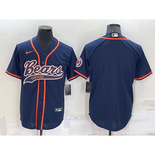 Chicago Bears Blank Navy Cool Base Stitched Baseball Jersey