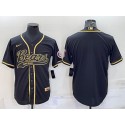 Chicago Bears Blank Black Gold With Patch Cool Base Stitched Baseball Jersey