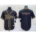Chicago Bears Black Gold Team Big Logo With Patch Cool Base Stitched Baseball Jersey