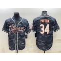 Chicago Bears Blank #34 Walter Payton Gray Camo With Patch Cool Base Stitched Baseball Jersey 001