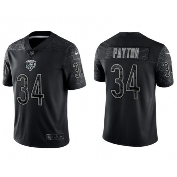 Chicago Bears #34 Walter Payton Black Reflective Limited Stitched Football Jersey