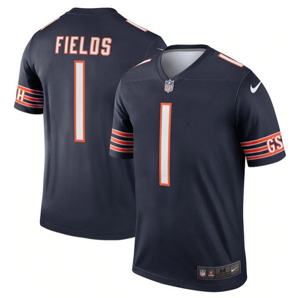 Chicago Bears #1 Justin Fields Navy Stitched Football Jersey