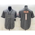 Chicago Bears #1 Justin Fields Gray With Patch Cool Base Stitched Baseball Jersey