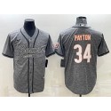 Chicago Bears #34 Walter Payton Gray With Patch Cool Base Stitched Baseball Jersey