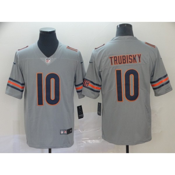 Chicago Bears #10 Mitchell Trubisky Silver Inverted Legend Stitched Jersey