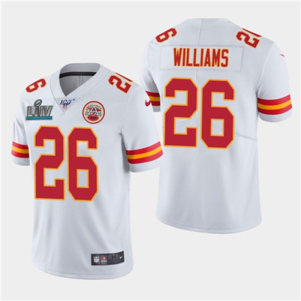 Chiefs #26 Damien Williams White Super Bowl LIV Stitched Limited Rush Jersey