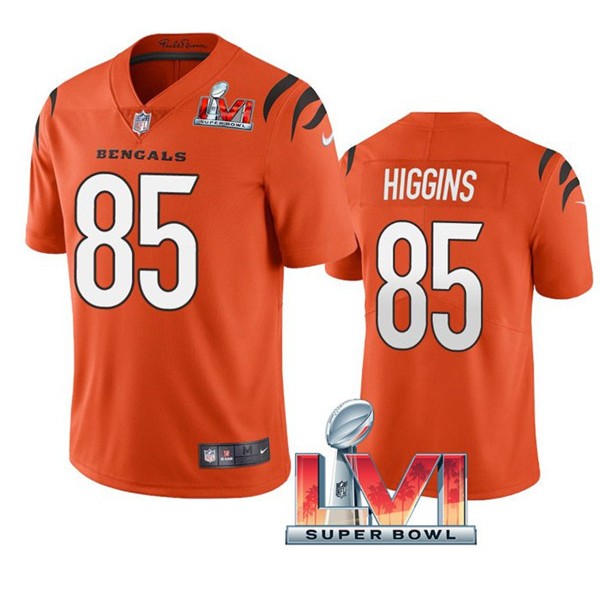 Cincinnati Bengals #85 Tee Higgins Orange 2022 Super Bowl LVI Vapor Limited Stitched Jersey