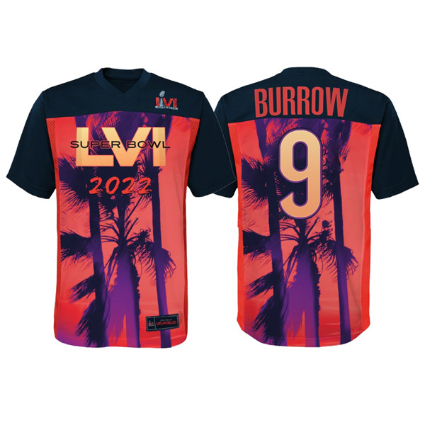 Cincinnati Bengals #9 Joe Burrow Super Bowl LVI Red Black Stitched Jersey