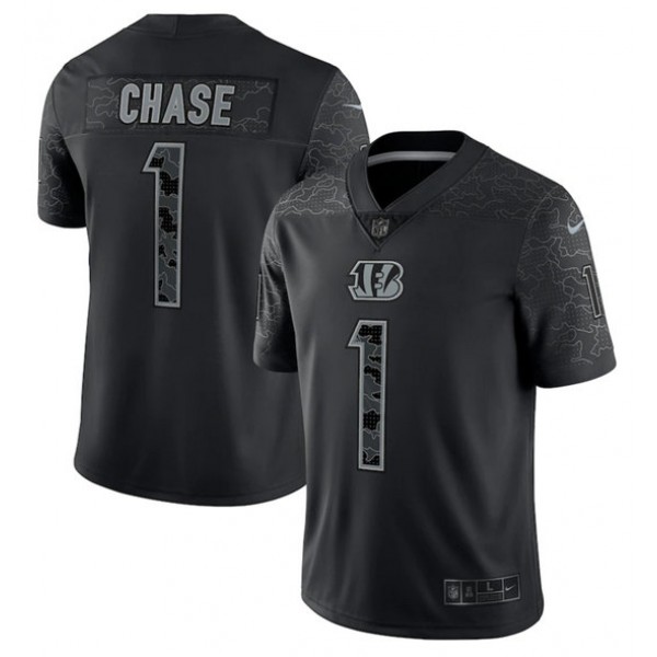 Cincinnati Bengals #1 Ja'Marr Chase Reflective Limited Stitched Jersey