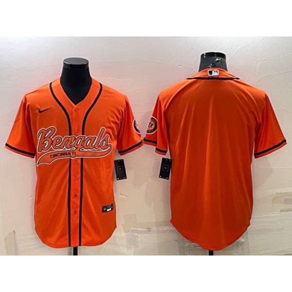 Cincinnati Bengals Blank Orange With Patch Cool Base Stitched Baseball Jersey