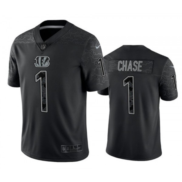 Cincinnati Bengals #1 Ja'Marr Chase Black Reflective Limited Stitched Football Jersey