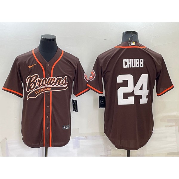 Cleveland Browns #24 Nick Chubb Brown Stitched Jersey