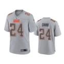 Cleveland Browns #24 Nick Chubb Gray Atmosphere Fashion Stitched Game Jersey