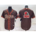 Cleveland Browns Brown Team Big Logo With Patch Cool Base Stitched Baseball Jersey