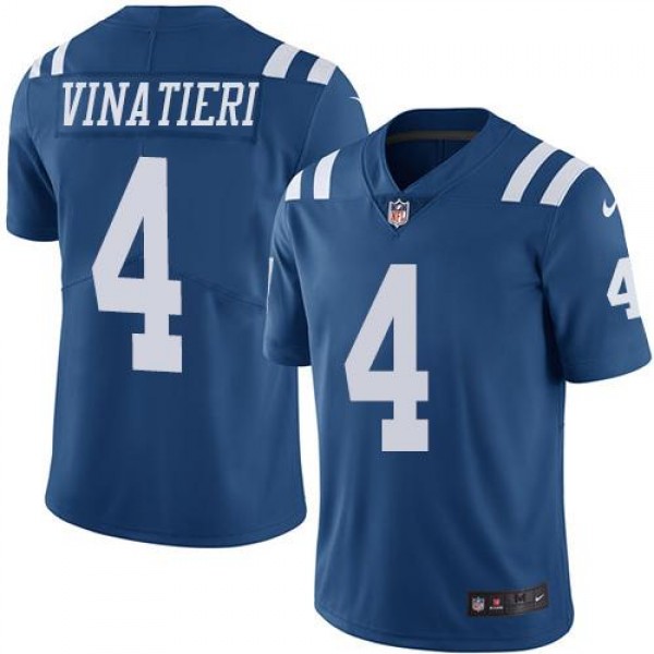 Colts #4 Adam Vinatieri Royal Blue Stitched Limited Rush Nike Jersey