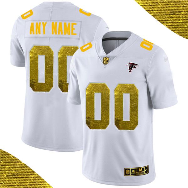 Atlanta Falcons Customized White Custom Gold Fashion Edition Limited Stitched Jersey