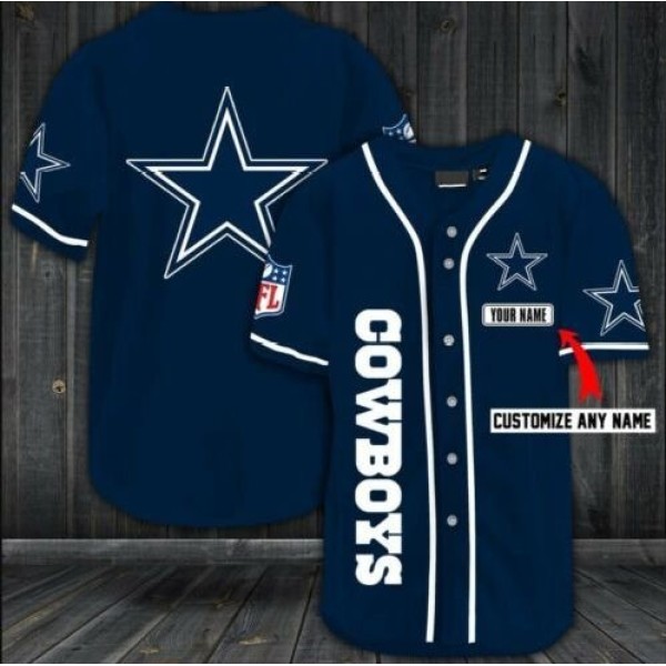 Dallas Cowboys Customized Navy Baseball Jersey