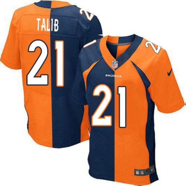Denver Broncos Customized Orange Navy Blue Stitched Jersey