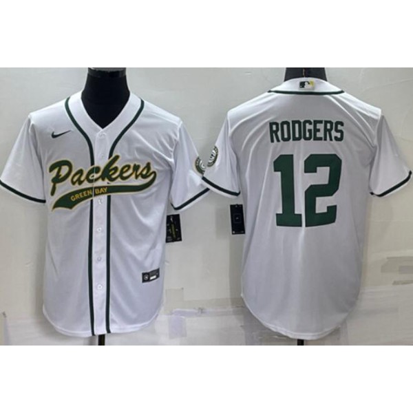 Green Bay Packers Customized Blank White Cool Base Stitched Baseball Jersey