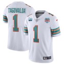 Miami Dolphins Customized White With 1-Star C Patch 50th Perfect Season Patch Stitched Jersey