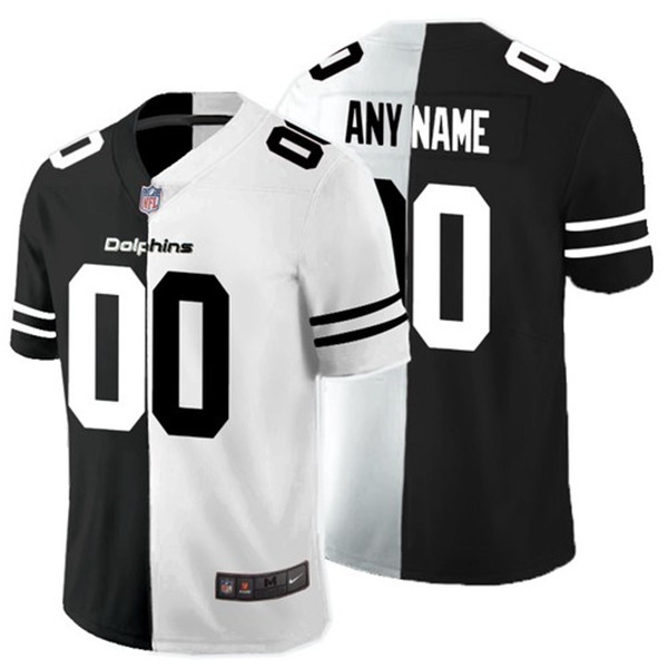 Miami Dolphins Custom Black White Split Limited Stitched Jersey