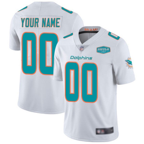 Miami Dolphins Customized White With 347 Shula Patch 2020 Vapor Untouchable Stitched Jersey