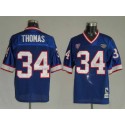 Mitchell Ness Bills #34 Custom Thurman Thomas Blue 35th Anniversary Patch Stitched Throwback Jersey