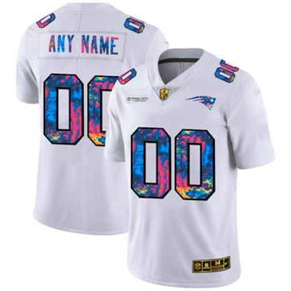 New England Patriots Customized 2020 White Crucial Catch Limited Stitched NFL Jersey