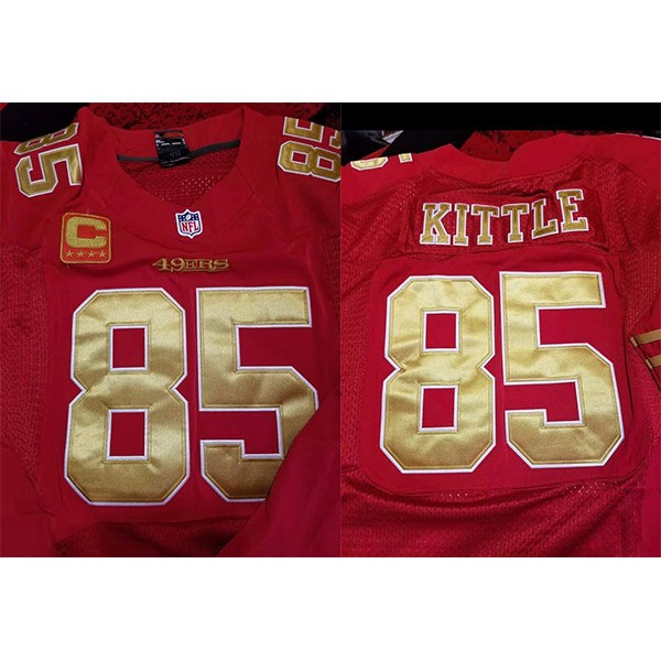 San Francisco 49ers Customized Gold Number Red Stitched NFL Jersey