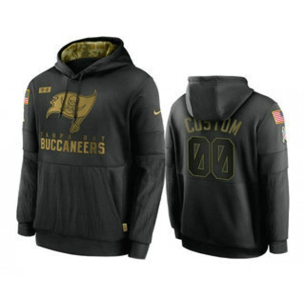 Tampa Bay Buccaneers Customized 2020 Black Salute To Service Sideline Performance Pullover NFL Hoodie