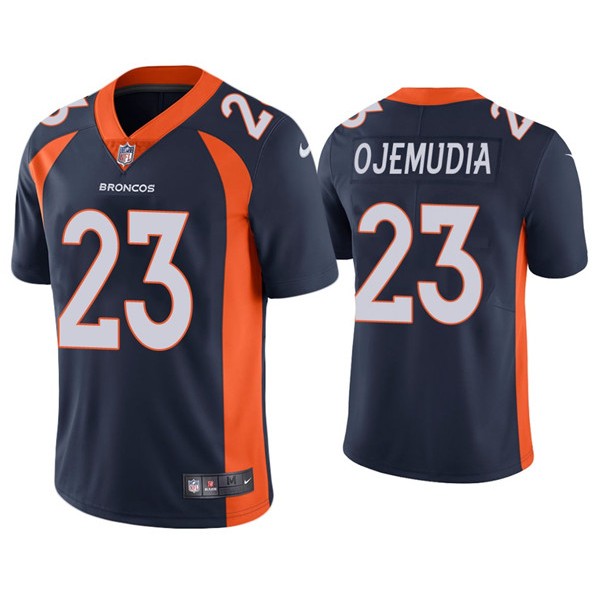 Denver Broncos #23 Michael Ojemudia Navy Vapor Untouchable Limited Stitched Jersey