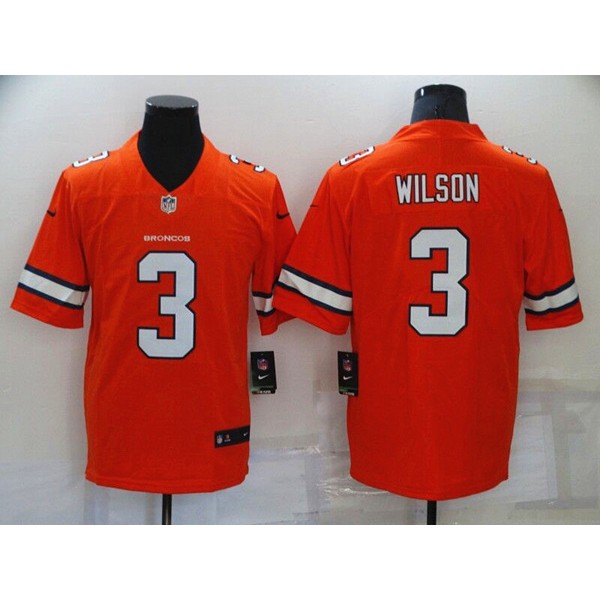 Denver Broncos #3 Russell Wilson Orange Color Rush Stitched Jersey