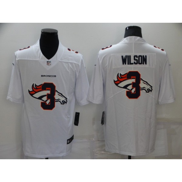 Denver Broncos #3 Russell Wilson White Shadow Logo Limited Stitched Jersey