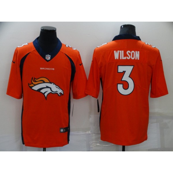 Denver Broncos #3 Russell Wilson Orange Team Big Logo Limited Stitched Jersey